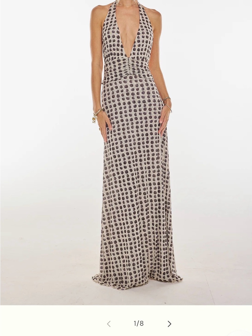RESA Halter Maxi Dress with Polka Dots